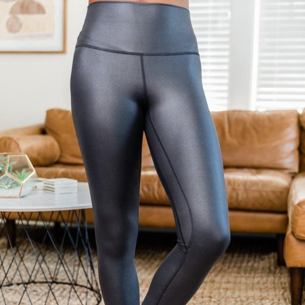 DARLING  BLACK FAUX LEATHER LEGGINGS